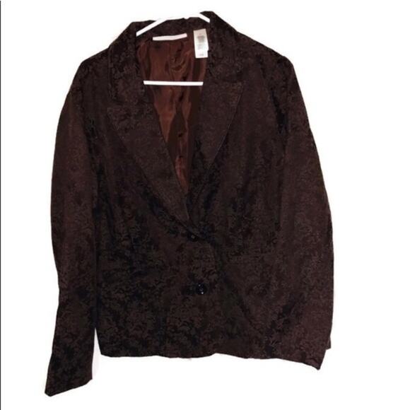 Liz Claiborne First Issue Brown Embroidered Floral Jacket Women's Size 1X - Picture 1 of 2